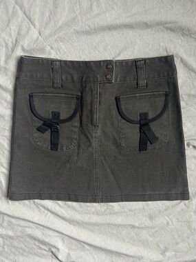 y2k army green canvas cargo mini skirt